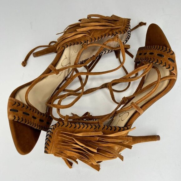 Jessica Simpson Womens Mareya Brown Fringe Ankle Straps Size 7M Gladiator Sandal - Picture 5 of 8